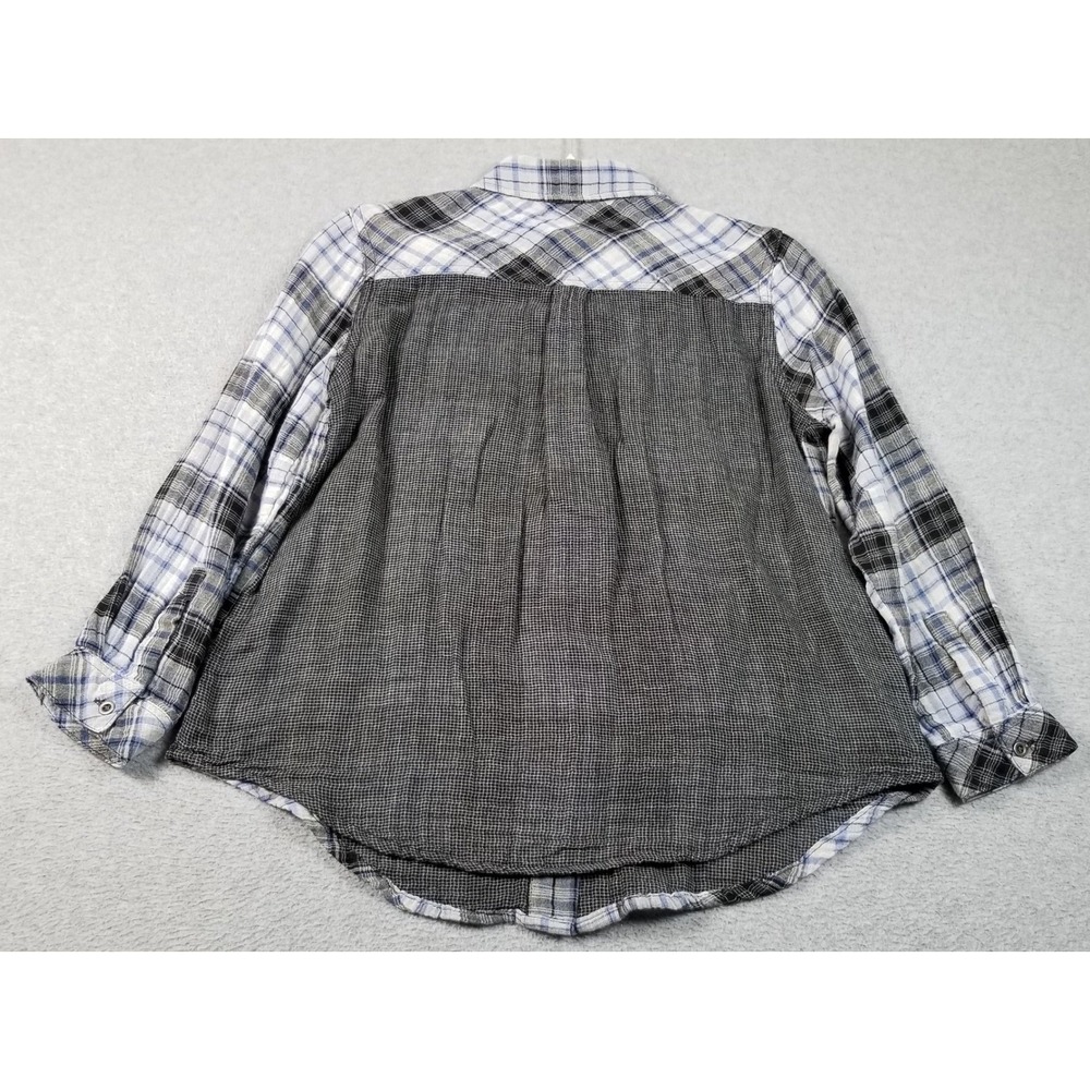 Westbound Button Up Shirt Women's Petite Medium PM Blue Black Plaid Long Sleeves - Picture 4 of 9